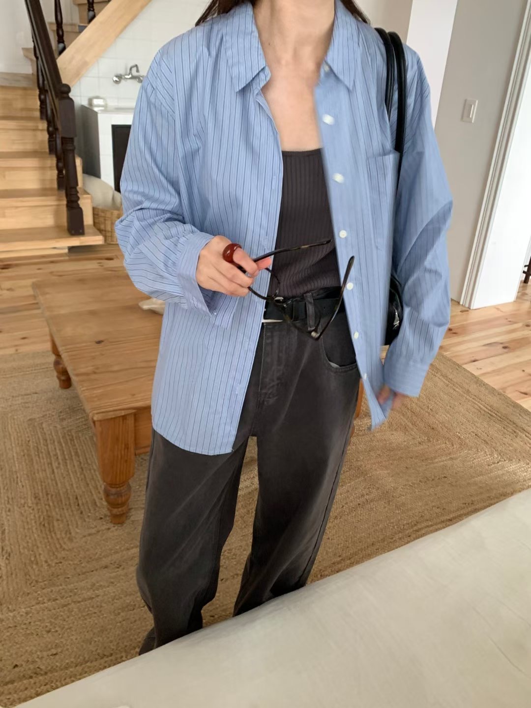 LIBERTY東大門㊣實拍女士新款25秋冬推薦人氣時尚襯衫蕾絲衫LIBERTY襯衫/蕾絲衫圖色1