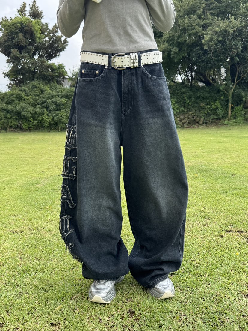 SEEOT韓國代購㊣女士新款人氣真品推薦牛仔褲不含腰帶男女同款GGD牛仔褲圖色1