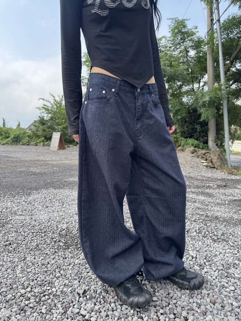 SEEOT東大門㊣實拍女士新品25秋冬休閑褲不含腰帶男女同款人字紋條紋GGD休閑褲