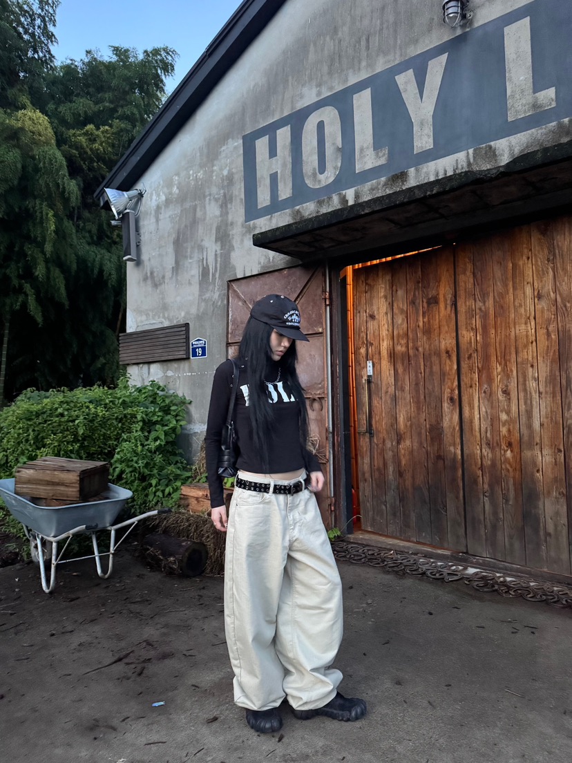 SEEOT東大門㊣實拍女士新品25秋冬休閑褲不含腰帶男女同款人字紋條紋GGD休閑褲