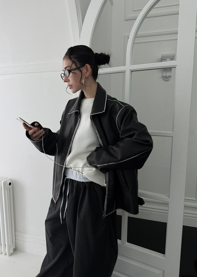 OURWAVE/OUR ROOM東大門㊣代購女裝新品職業推薦皮衣水洗Our Wave/Our Room皮衣