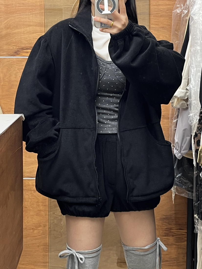 BEAMING SEOUL韓國代購㊣女裝新品職業熱賣時尚夾克羊毛拉鏈BEAMING SEOUL夾克