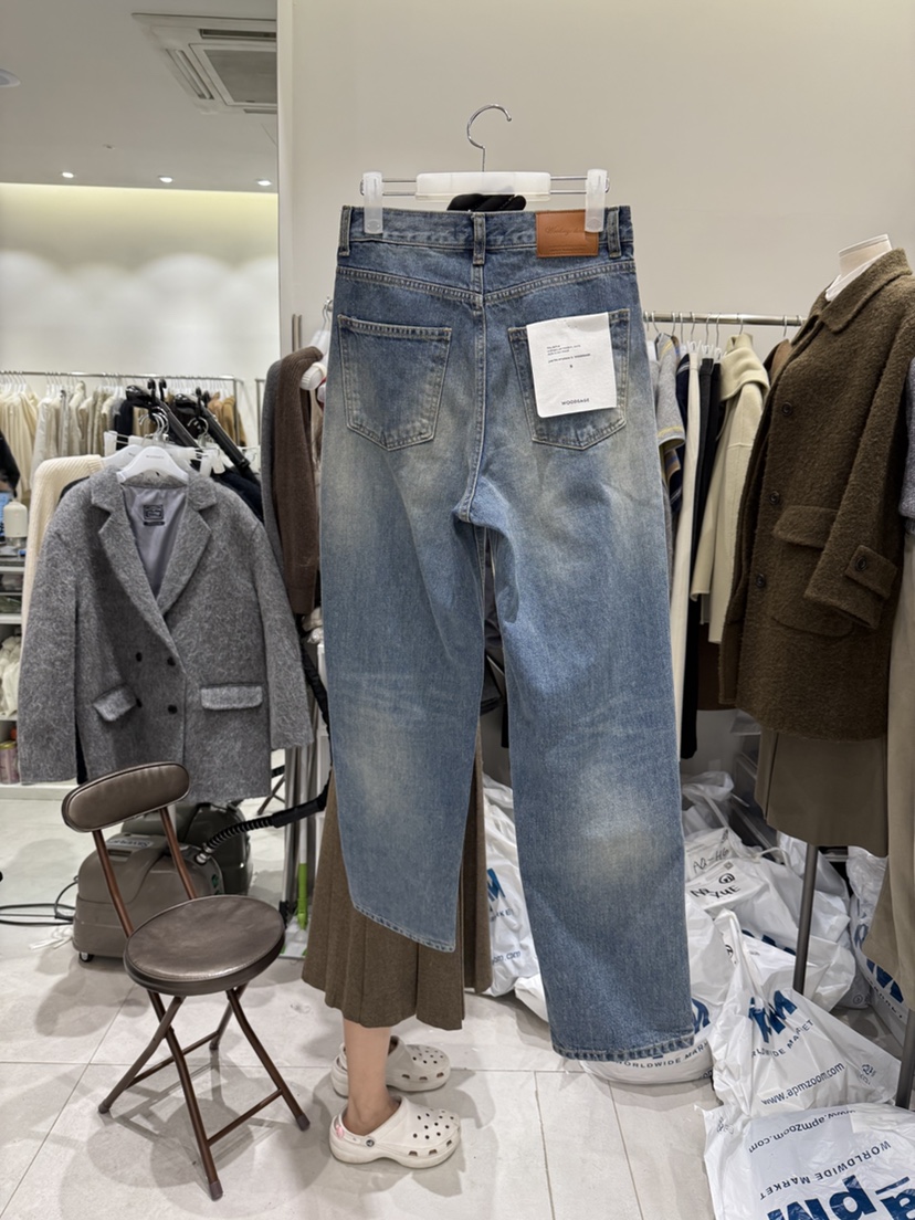 WOOD SAGE東大門㊣實拍女裝新品時尚推薦休閑熱賣牛仔褲水洗WOOD SAGE牛仔褲