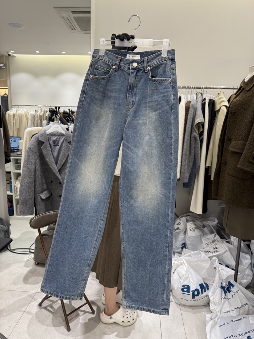 WOOD SAGE東大門㊣實拍女裝新品時尚推薦休閑熱賣牛仔褲水洗WOOD SAGE牛仔褲