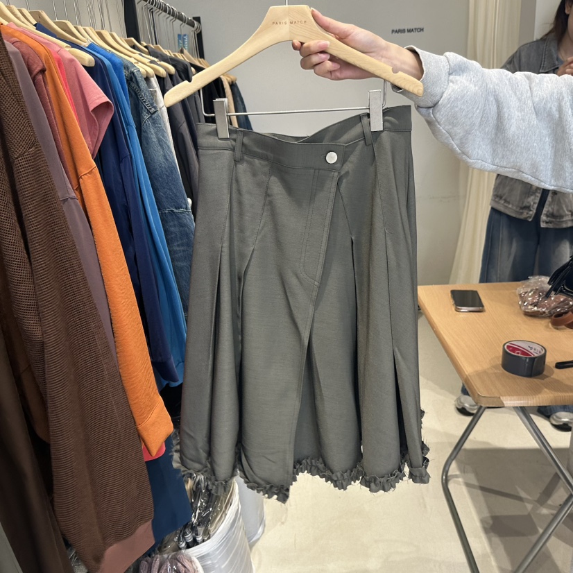 PARIS MATCH東大門㊣直郵女士新品熱賣半身裙中短裙荷葉邊紐扣PARIS MATCH半身裙/中短裙