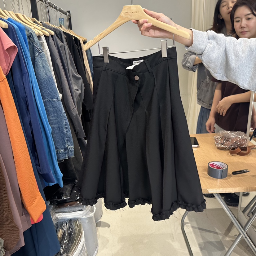 PARIS MATCH東大門㊣直郵女士新品熱賣半身裙中短裙荷葉邊紐扣PARIS MATCH半身裙/中短裙圖色2