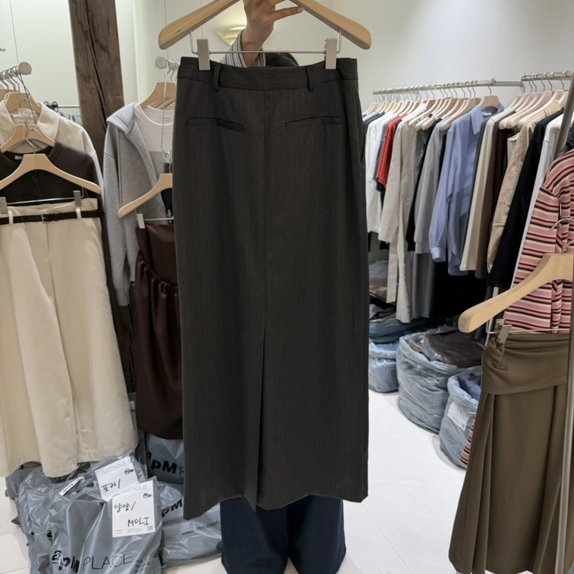 AVECNOUS東大門㊣實拍女士新品人氣推薦職業25秋冬長裙條紋AVECNOUS長裙