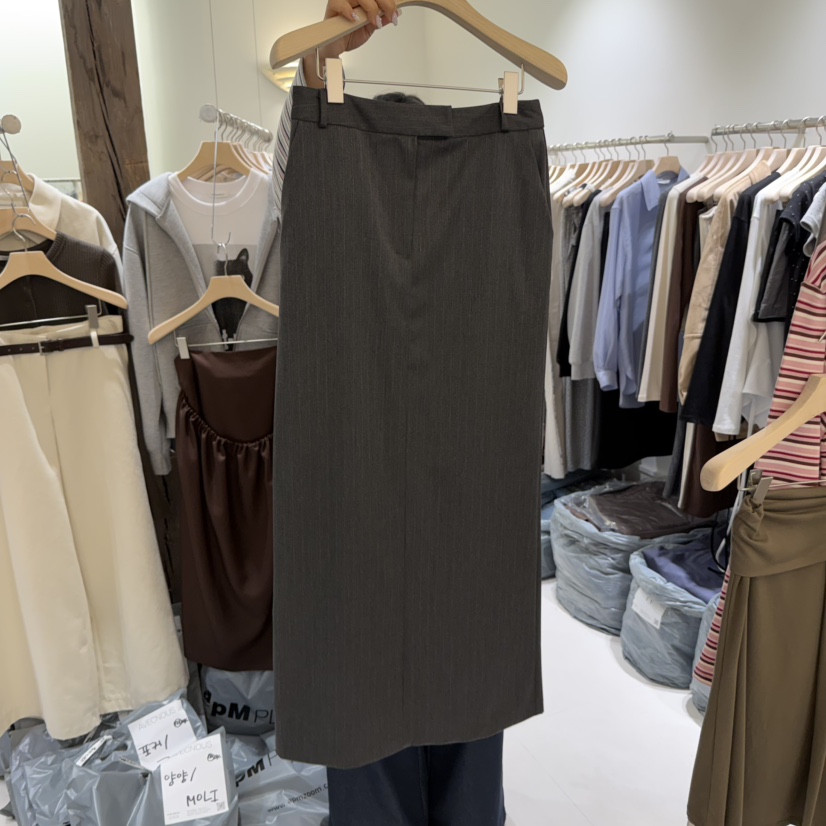AVECNOUS東大門㊣實拍女士新品人氣推薦職業25秋冬長裙條紋AVECNOUS長裙