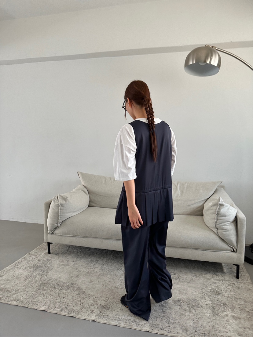 UNBOUND東大門㊣實拍女士新款25秋冬熱賣真品背帶褲褶皺雙面UNBOUND背帶褲