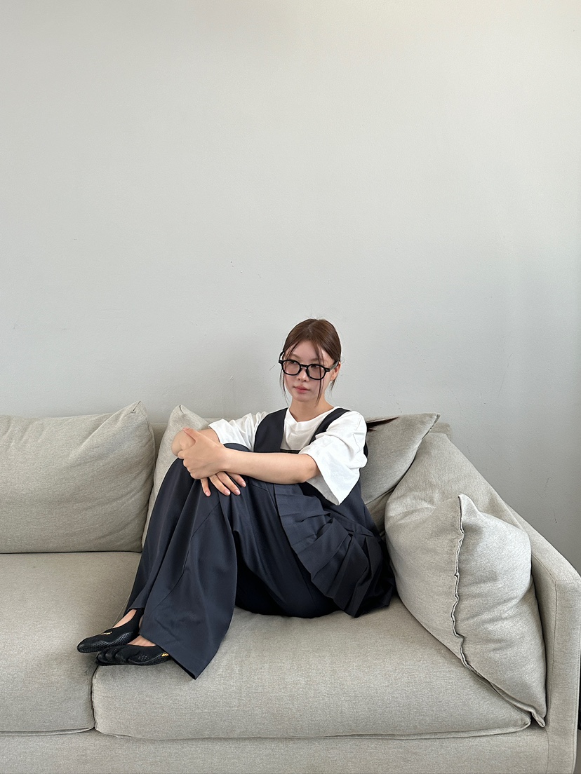 UNBOUND東大門㊣實拍女士新款25秋冬熱賣真品背帶褲褶皺雙面UNBOUND背帶褲