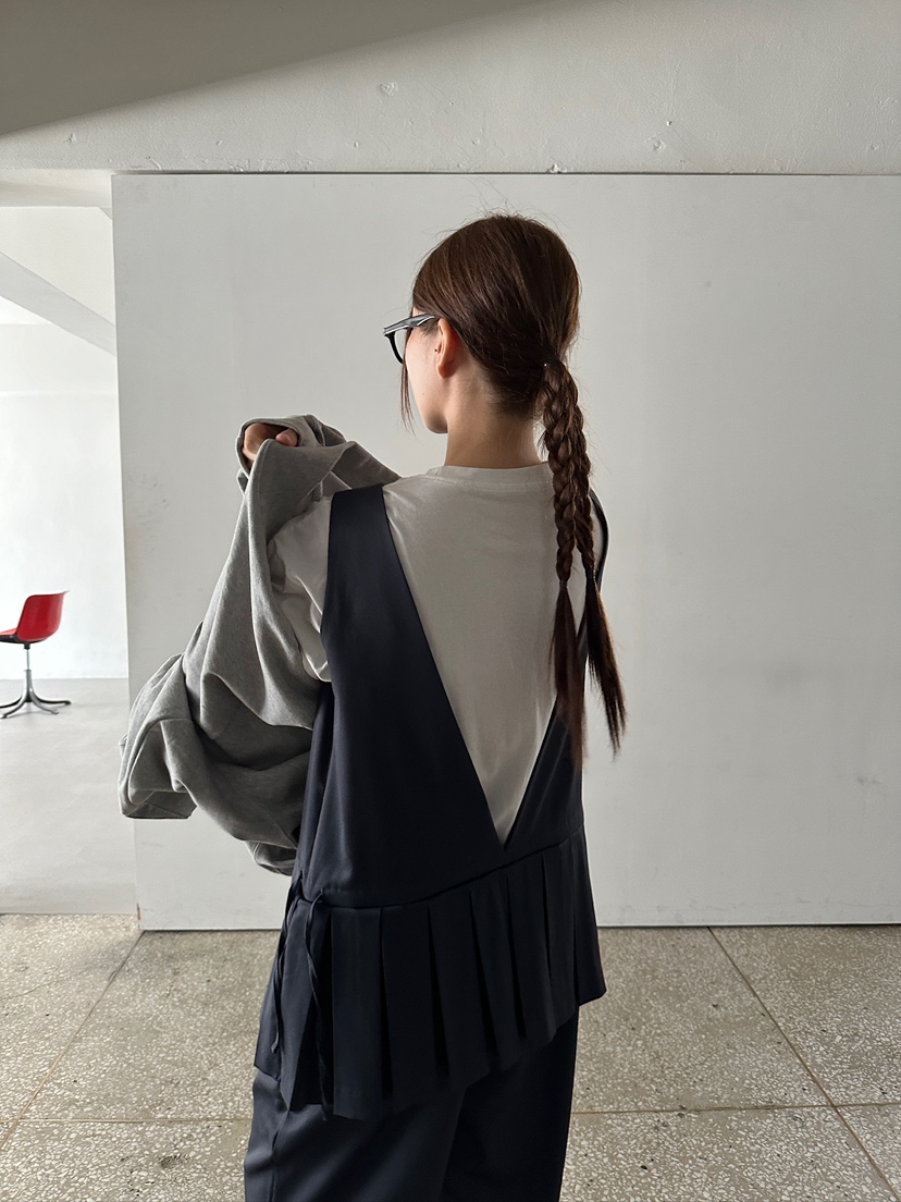 UNBOUND東大門㊣實拍女士新款25秋冬熱賣真品背帶褲褶皺雙面UNBOUND背帶褲