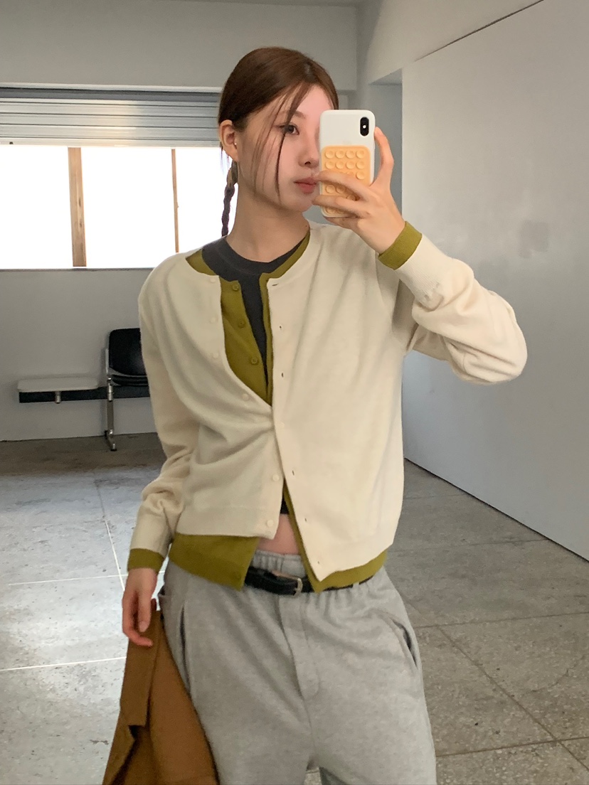 UNBOUND韓國代購㊣女士新款職業休閑推薦時尚針織衫雙層開衫UNBOUND針織衫