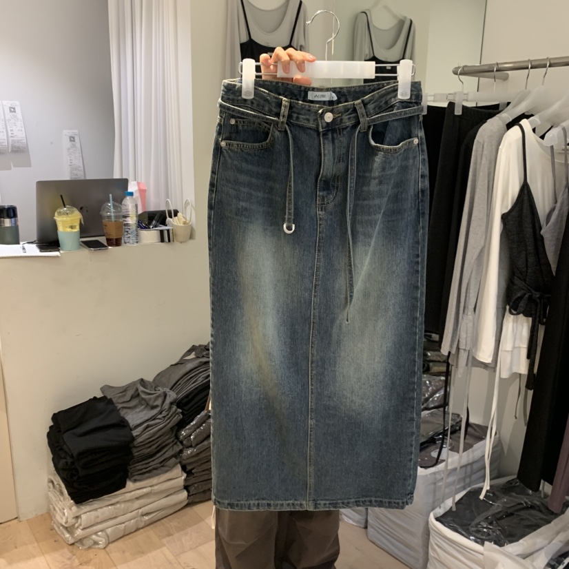 AUBE韓國直郵㊣女裝新款時尚真品熱賣推薦半身裙中短裙腰帶AUBE半身裙/中短裙