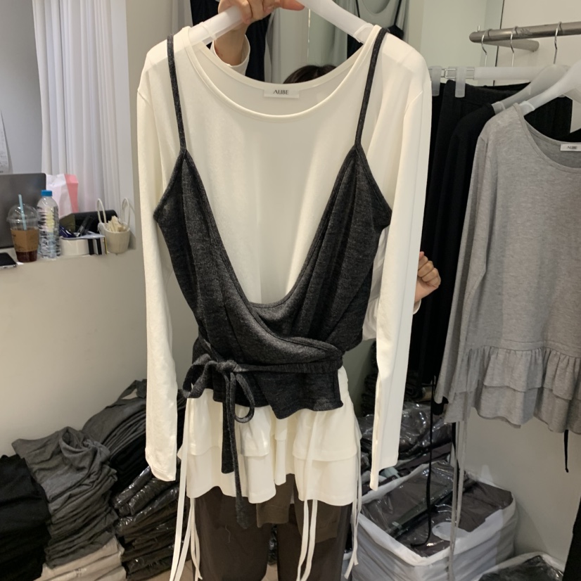 AUBE韓國代購㊣女裝新款休閑真品職業時尚熱賣吊帶背心羊毛AUBE吊帶/背心圖色3