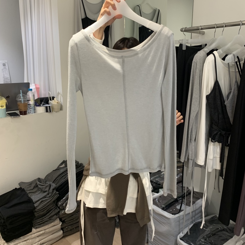AUBE韓國直郵㊣女士新品推薦熱賣時尚休閑職業人氣長袖T恤羊毛AUBE長袖T恤圖色2