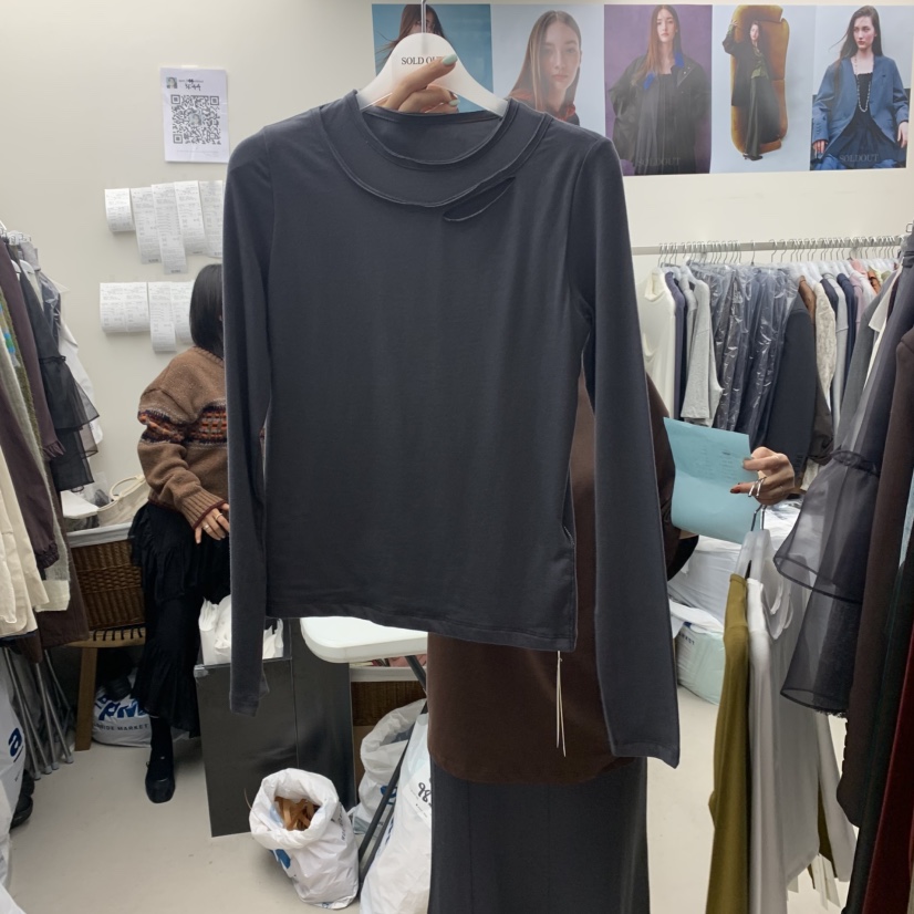 SOLD OUT東大門㊣直郵女裝新款25秋冬時尚職業人氣長袖T恤SOLD OUT長袖T恤圖色2