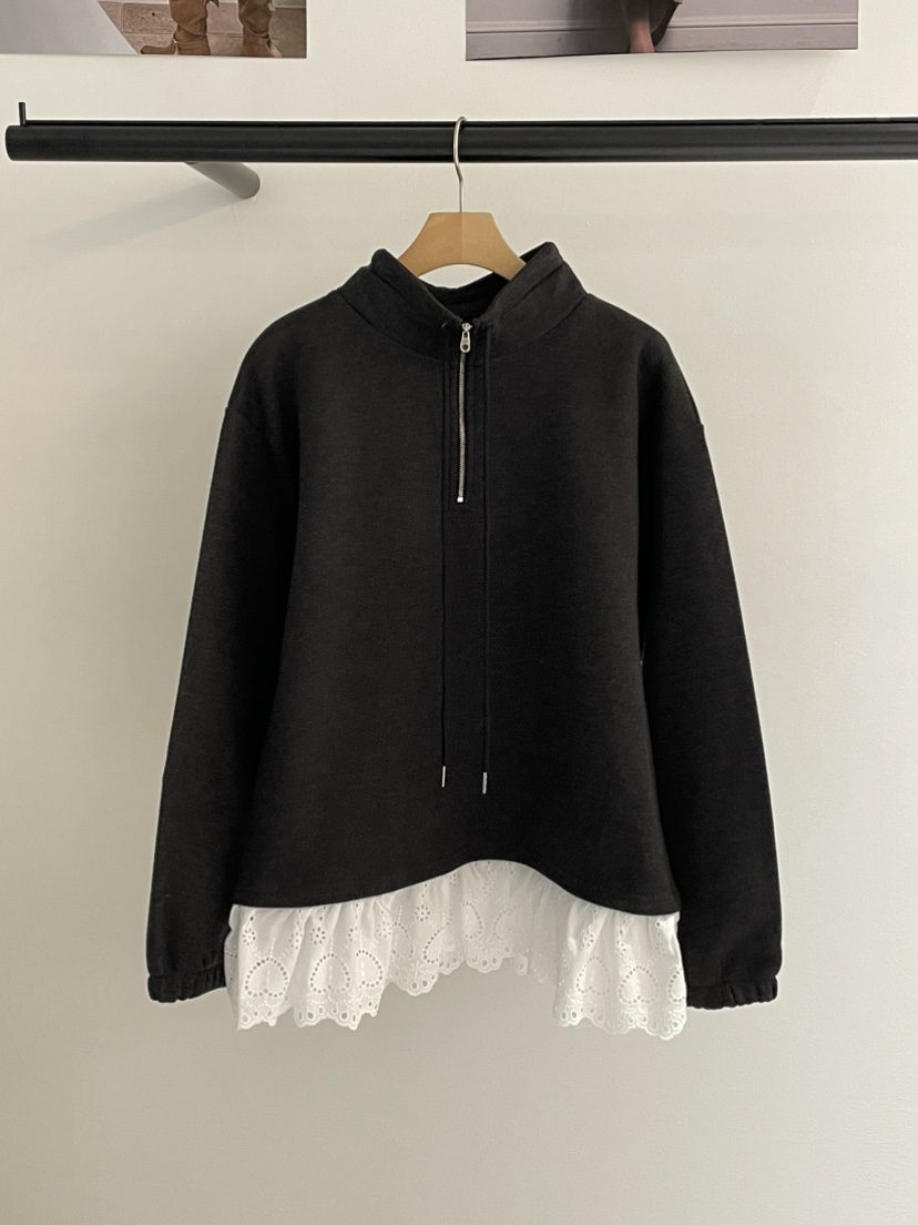 BUTTER-P東大門㊣直郵女士新品休閑25秋冬衛衣奶油色羊毛拉鏈BUTTER-P衛衣圖色2