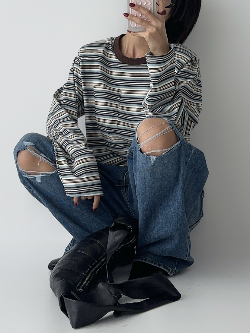 CELEBRITY-A東大門㊣實拍女士新款推薦休閑長袖T恤不含腰帶CELEBRITY-A長袖T恤