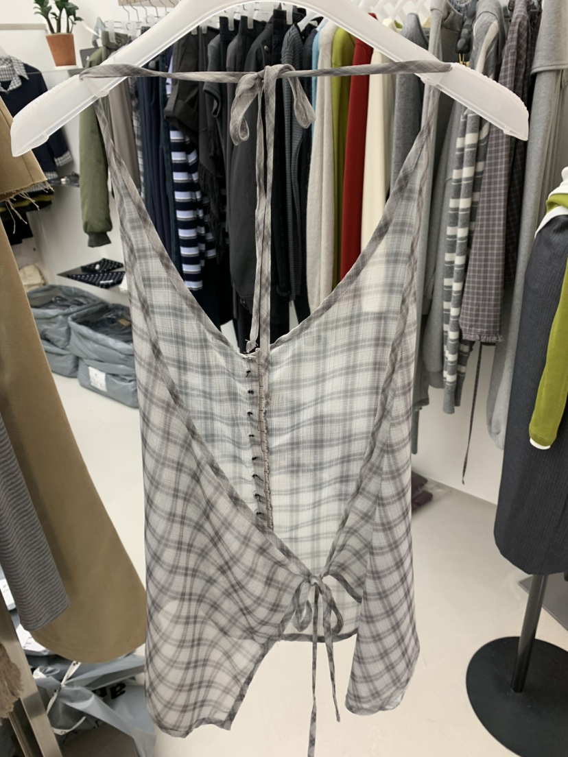 ESCHER東大門㊣直郵女裝新品熱賣真品25秋冬休閑吊帶背心格紋ESCHER吊帶/背心