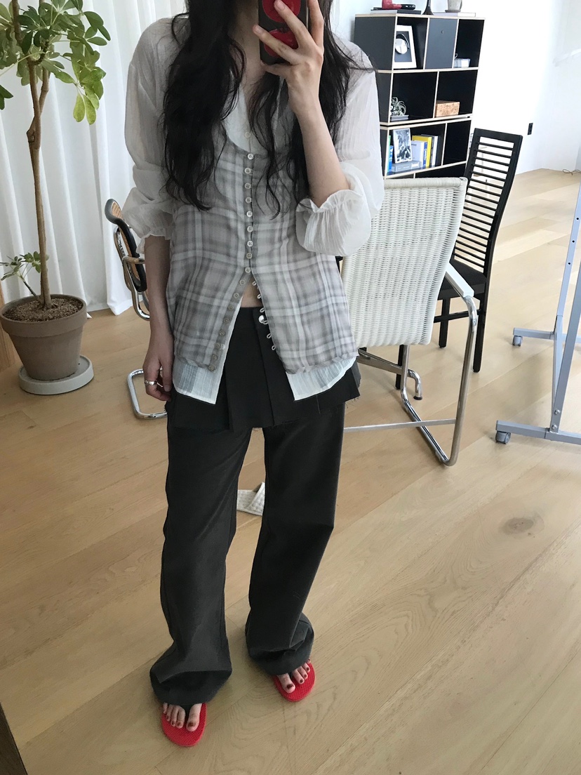 ESCHER東大門㊣直郵女裝新品熱賣真品25秋冬休閑吊帶背心格紋ESCHER吊帶/背心