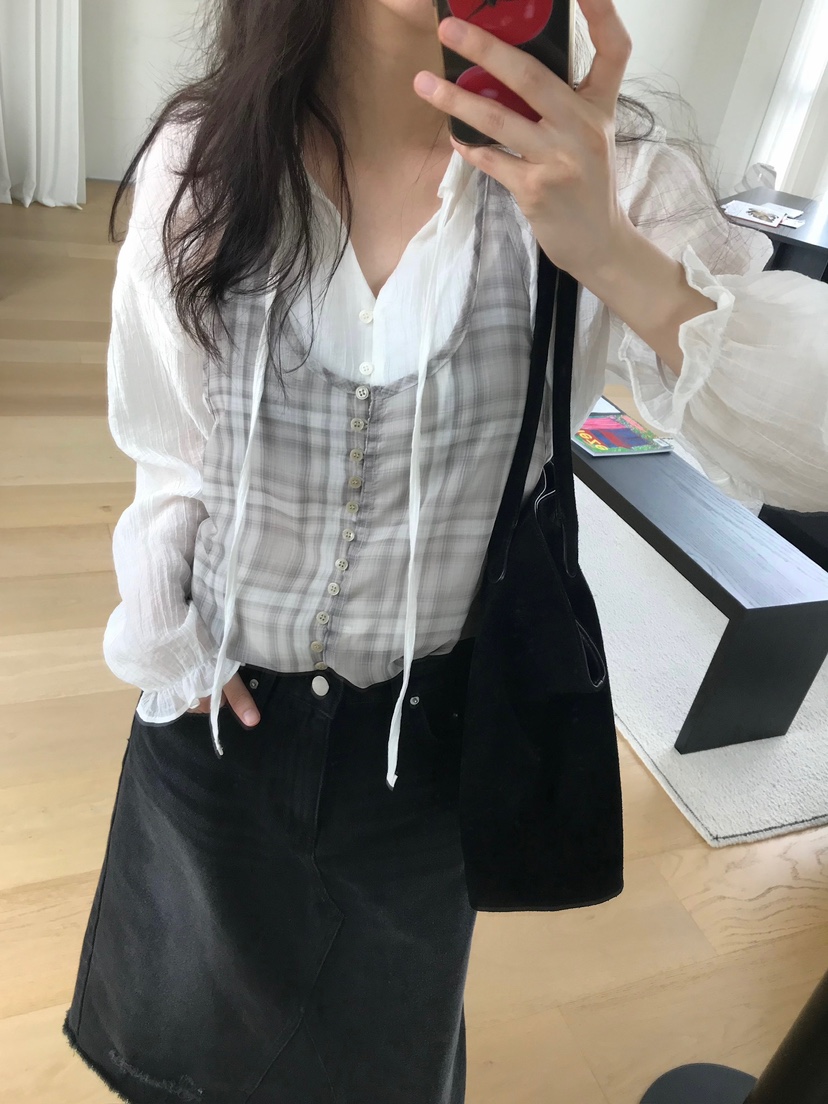 ESCHER東大門㊣直郵女裝新品熱賣真品25秋冬休閑吊帶背心格紋ESCHER吊帶/背心