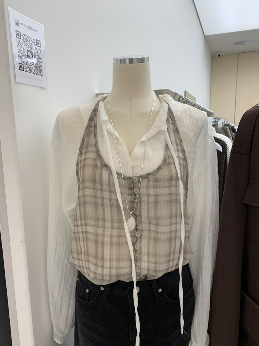 ESCHER東大門㊣直郵女裝新品熱賣真品25秋冬休閑吊帶背心格紋ESCHER吊帶/背心圖色1