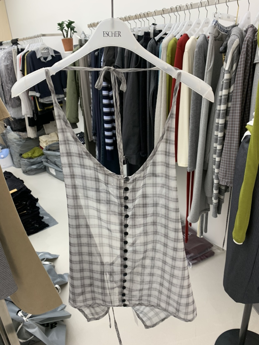 ESCHER東大門㊣直郵女裝新品熱賣真品25秋冬休閑吊帶背心格紋ESCHER吊帶/背心圖色2
