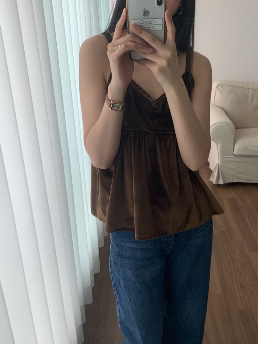 NOUVEAU韓國直郵㊣女士新品推薦熱賣休閑人氣吊帶背心天鵝絨NOUVEAU吊帶/背心