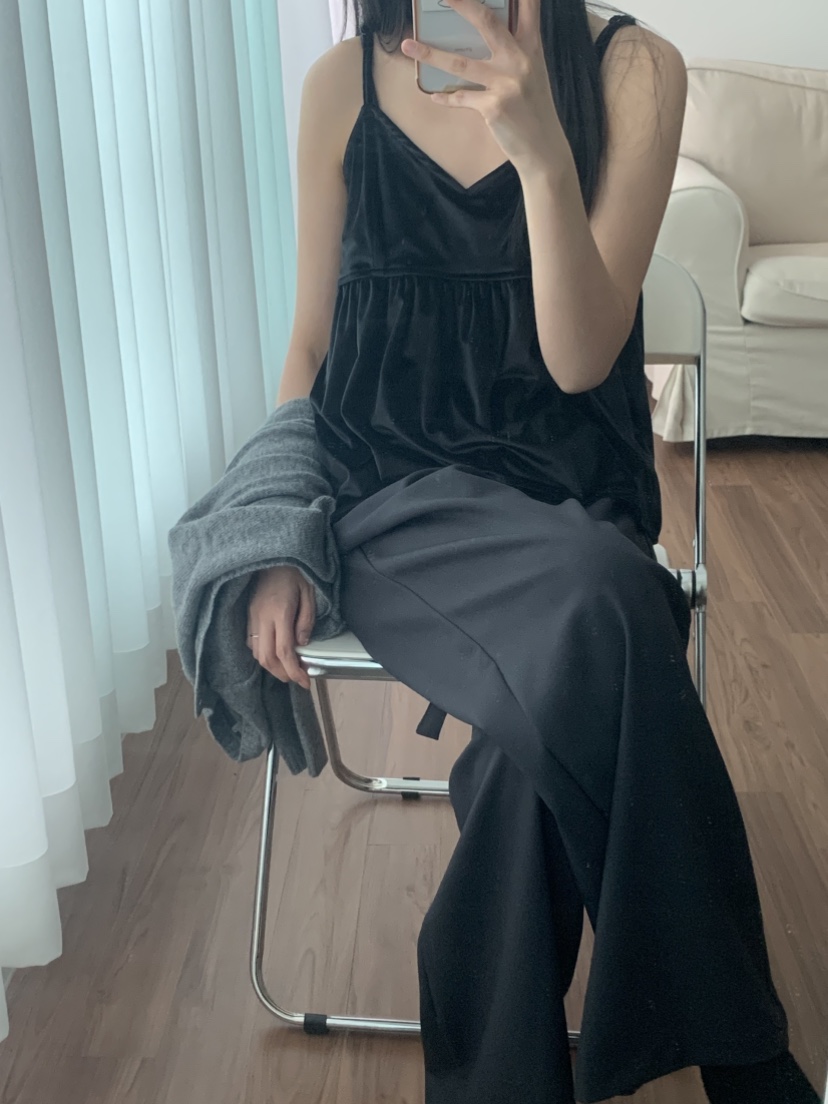 NOUVEAU韓國直郵㊣女士新品推薦熱賣休閑人氣吊帶背心天鵝絨NOUVEAU吊帶/背心
