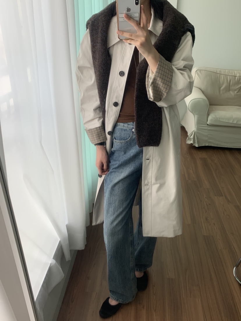 NOUVEAU韓國代購㊣女士新品職業25秋冬時尚人氣熱賣長款風衣NOUVEAU長款風衣