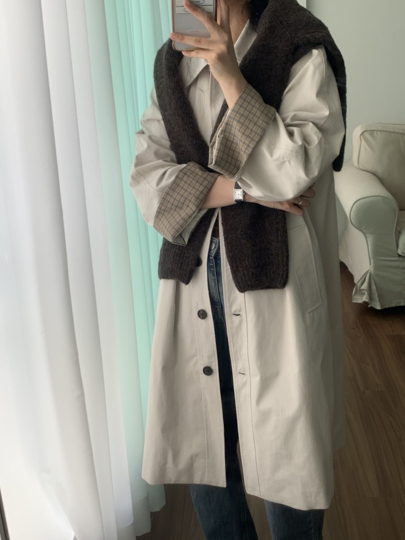 NOUVEAU韓國代購㊣女士新品職業25秋冬時尚人氣熱賣長款風衣NOUVEAU長款風衣