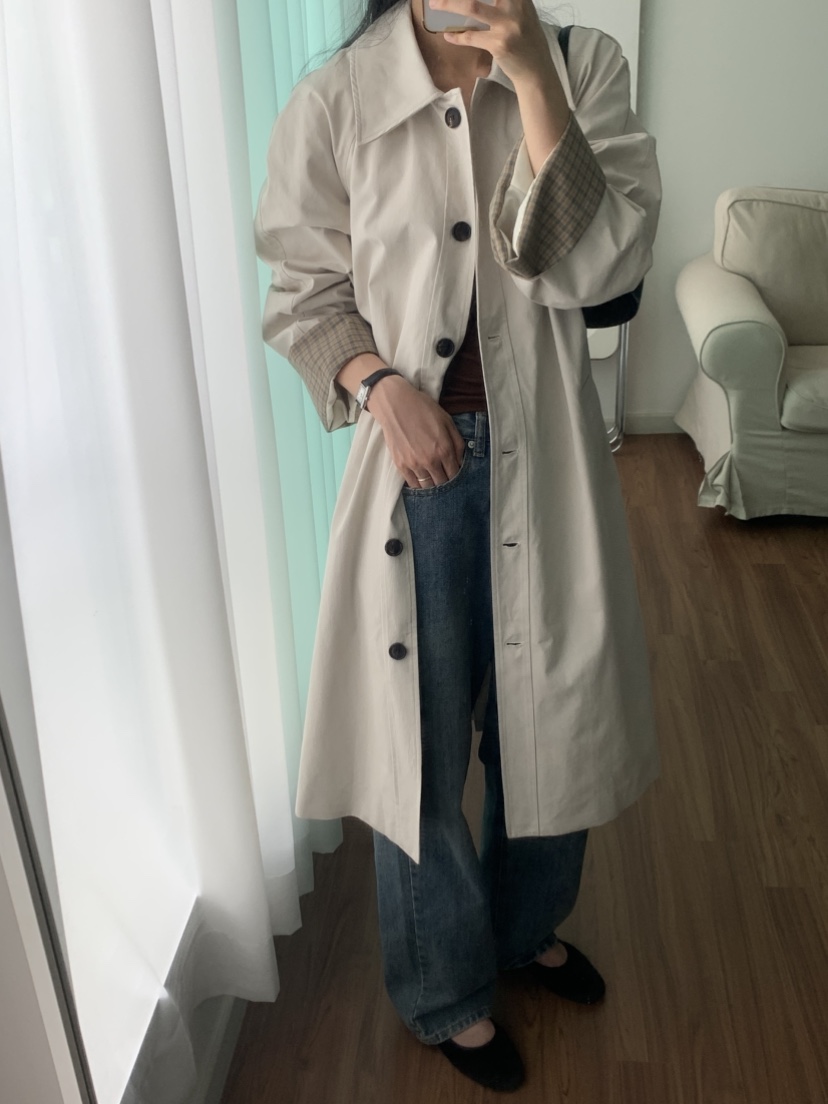 NOUVEAU韓國代購㊣女士新品職業25秋冬時尚人氣熱賣長款風衣NOUVEAU長款風衣
