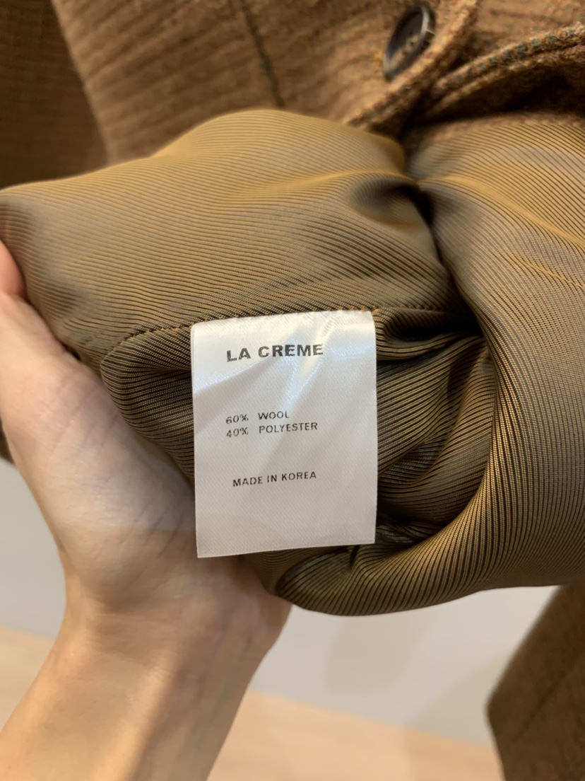 LA CREME韓國代購㊣女裝新品時尚休閑人氣職業夾克羊毛格紋LA CREME夾克