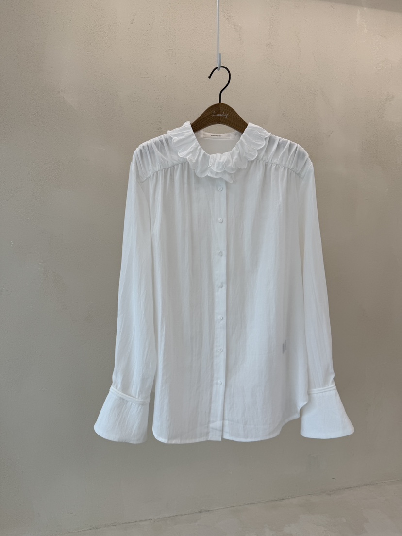 LAUNDRY東大門㊣實拍女士新款25秋冬時尚熱賣襯衫蕾絲衫刺繡LAUNDRY襯衫/蕾絲衫