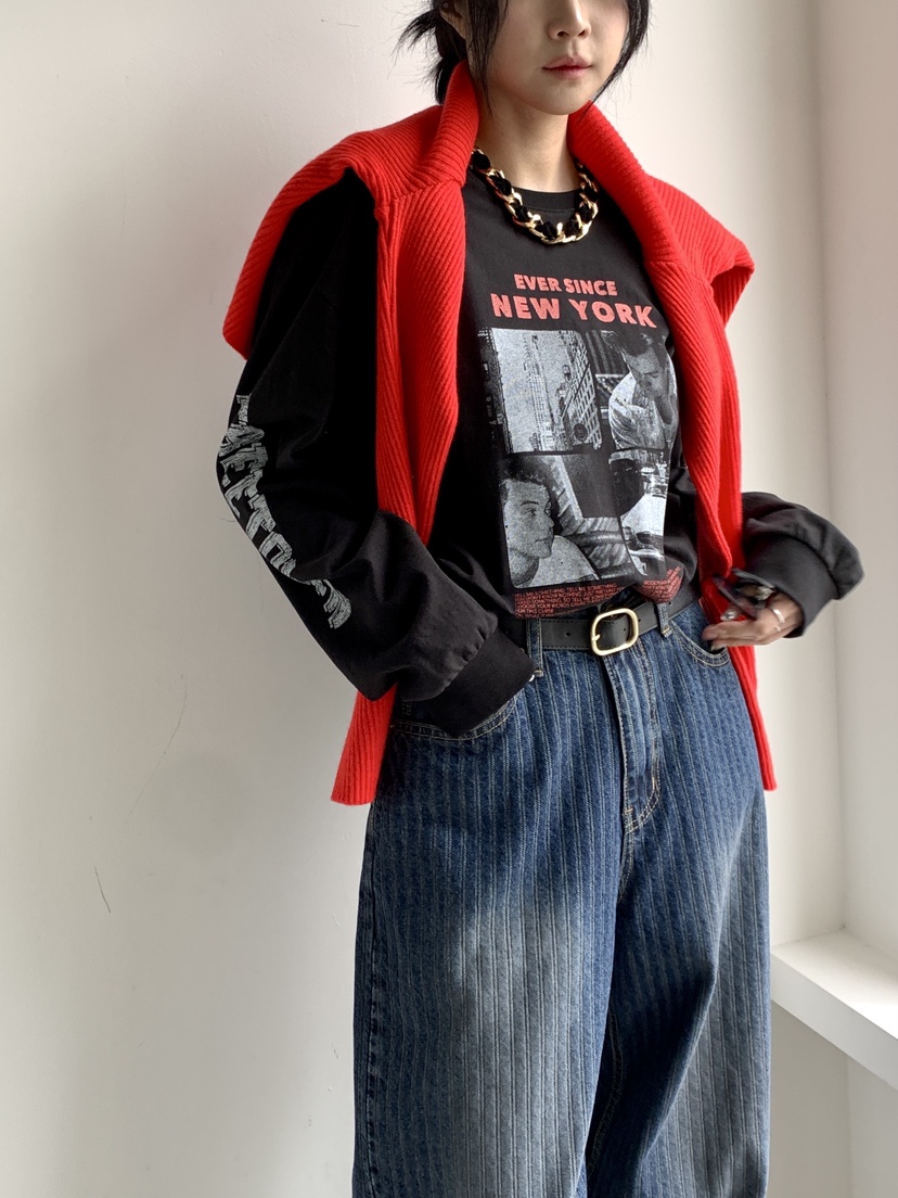 DAVICHI韓國代購㊣女士新品時尚熱賣休閑推薦25秋冬長袖T恤DAVICHI長袖T恤