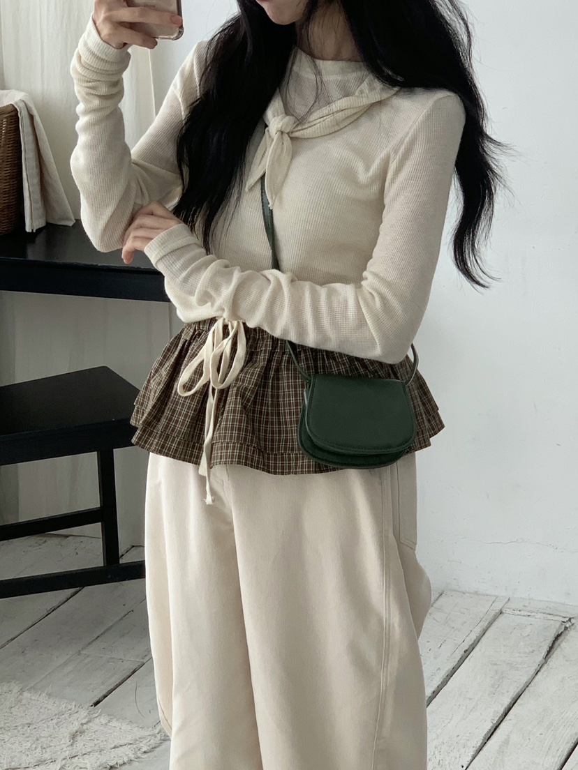 BEFORE SUNRISE東大門㊣代購女士新品真品25秋冬長袖T恤華夫格BEFORE SUNRISE長袖T恤