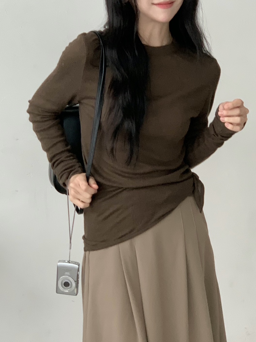 BEFORE SUNRISE東大門㊣代購女士新品真品25秋冬長袖T恤華夫格BEFORE SUNRISE長袖T恤