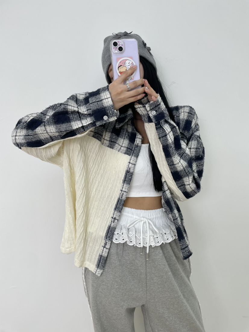 MILLIMETER韓國直郵㊣女裝新款職業真品時尚襯衫蕾絲衫格子MILLIMETER/MGML襯衫/蕾絲衫