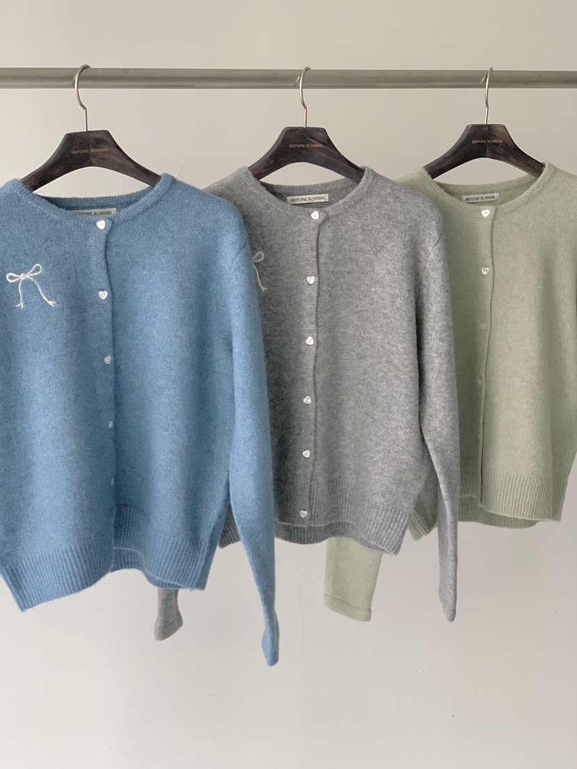 BEFORE SUNRISE東大門㊣實拍女士新品25秋冬毛衣蝴蝶結開衫BEFORE SUNRISE毛衣