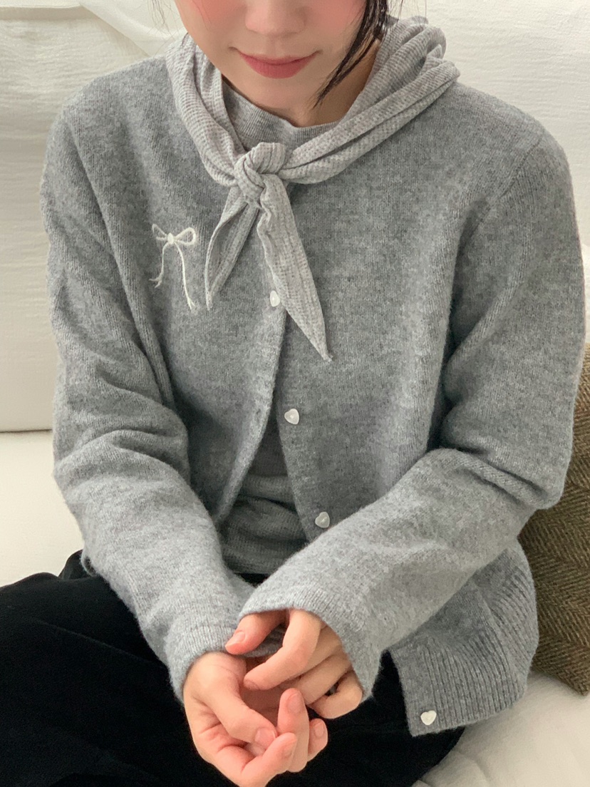 BEFORE SUNRISE東大門㊣實拍女士新品25秋冬毛衣蝴蝶結開衫BEFORE SUNRISE毛衣