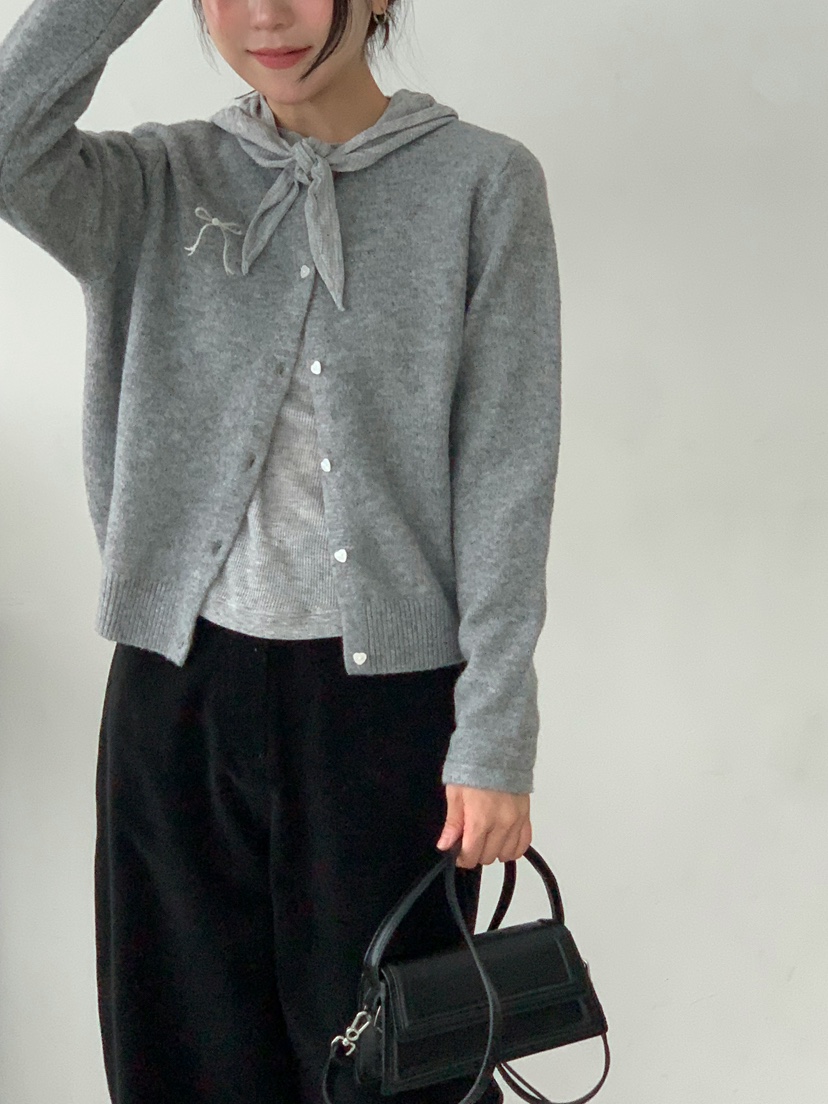 BEFORE SUNRISE東大門㊣實拍女士新品25秋冬毛衣蝴蝶結開衫BEFORE SUNRISE毛衣