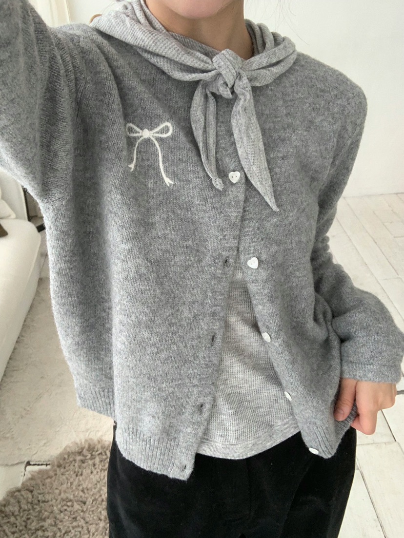 BEFORE SUNRISE東大門㊣實拍女士新品25秋冬毛衣蝴蝶結開衫BEFORE SUNRISE毛衣