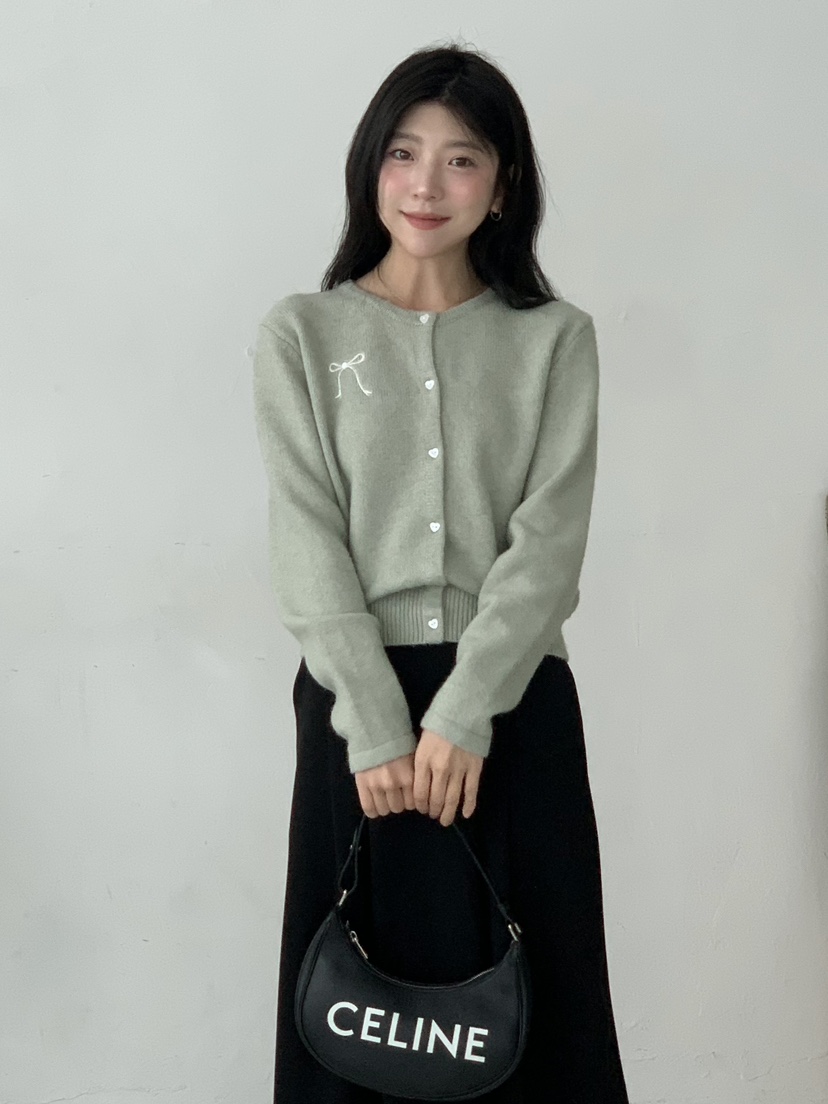 BEFORE SUNRISE東大門㊣實拍女士新品25秋冬毛衣蝴蝶結開衫BEFORE SUNRISE毛衣