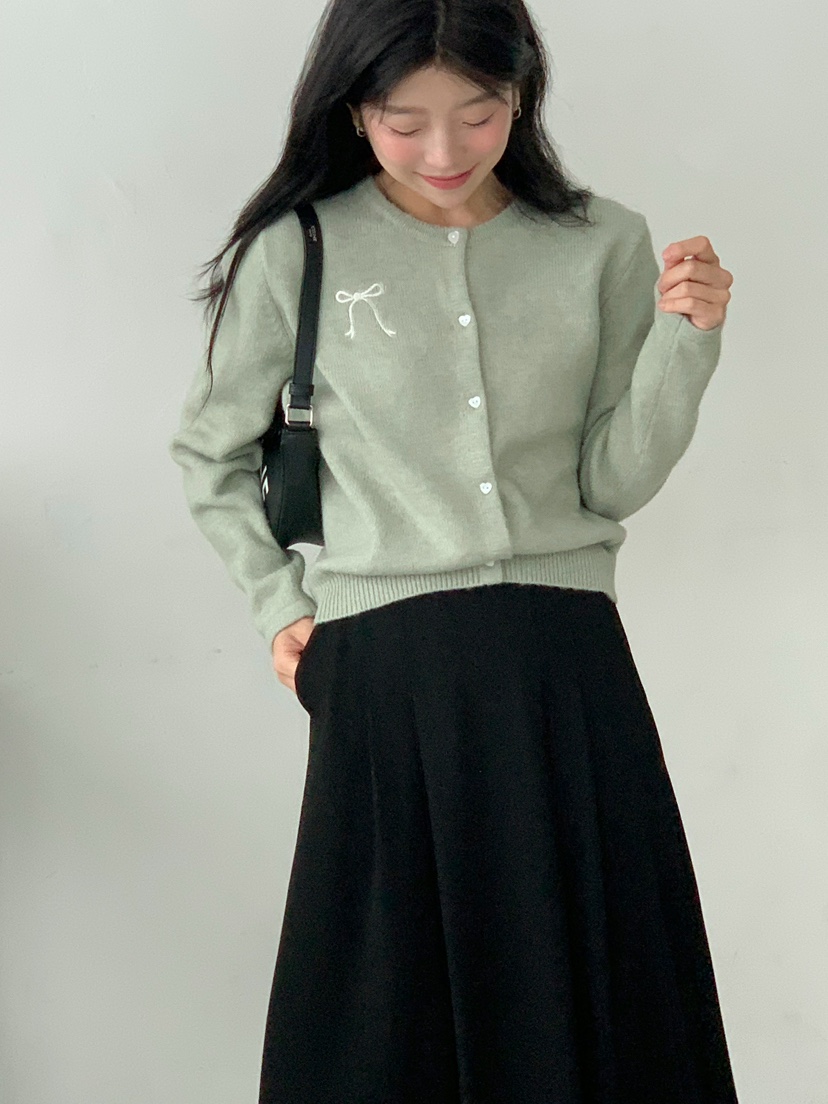 BEFORE SUNRISE東大門㊣實拍女士新品25秋冬毛衣蝴蝶結開衫BEFORE SUNRISE毛衣