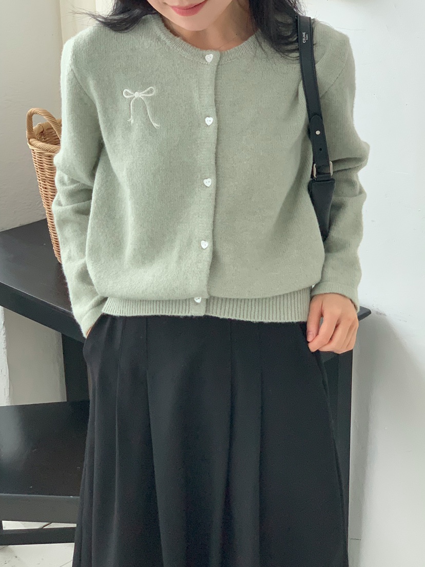 BEFORE SUNRISE東大門㊣實拍女士新品25秋冬毛衣蝴蝶結開衫BEFORE SUNRISE毛衣
