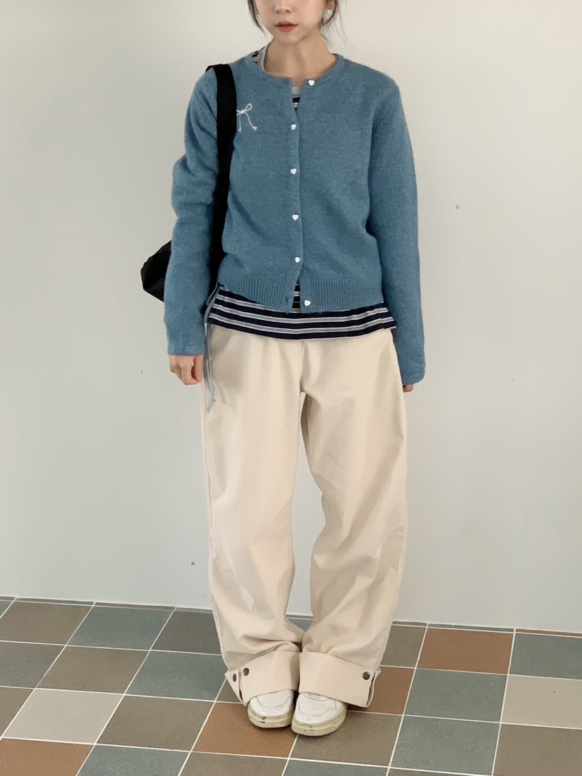 BEFORE SUNRISE東大門㊣實拍女士新品25秋冬毛衣蝴蝶結開衫BEFORE SUNRISE毛衣