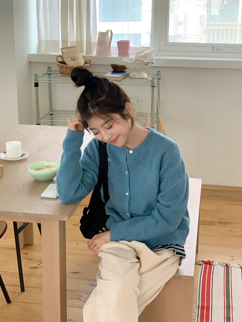 BEFORE SUNRISE東大門㊣實拍女士新品25秋冬毛衣蝴蝶結開衫BEFORE SUNRISE毛衣