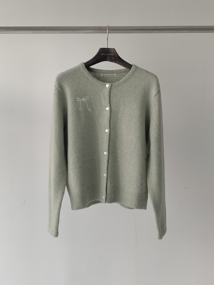BEFORE SUNRISE東大門㊣實拍女士新品25秋冬毛衣蝴蝶結開衫BEFORE SUNRISE毛衣圖色2