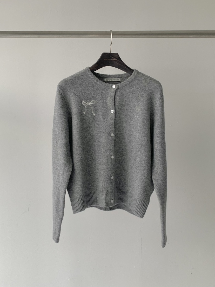BEFORE SUNRISE東大門㊣實拍女士新品25秋冬毛衣蝴蝶結開衫BEFORE SUNRISE毛衣圖色3