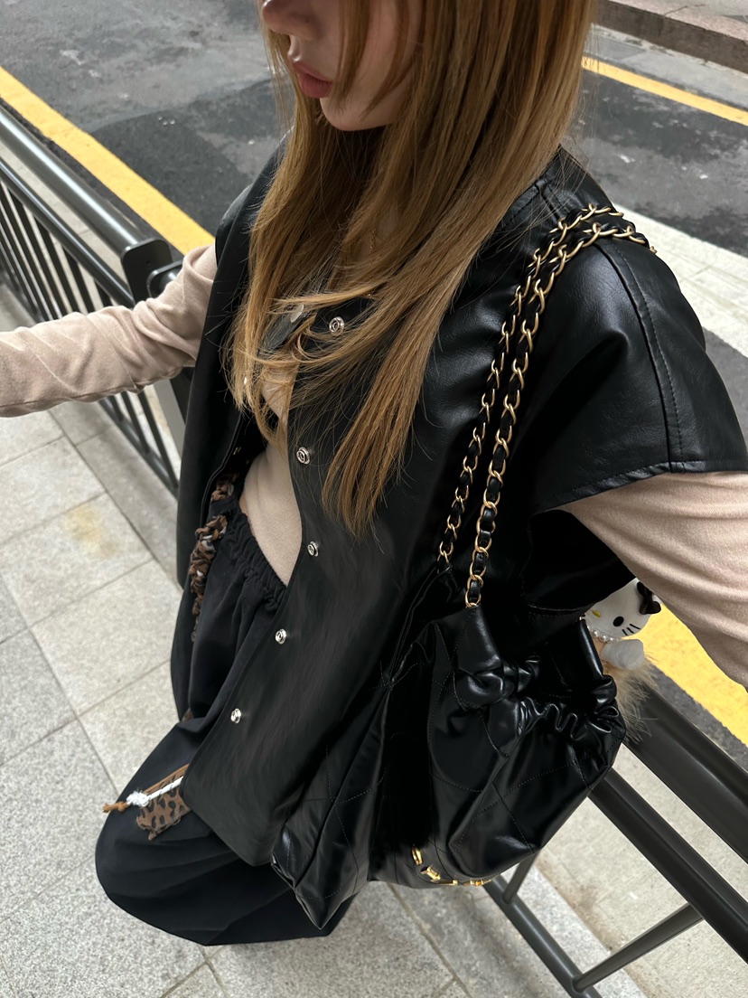 ZEROZERO韓國直郵㊣女士新款25秋冬休閑職業推薦馬甲皮革寬松ZEROZERO馬甲圖色2